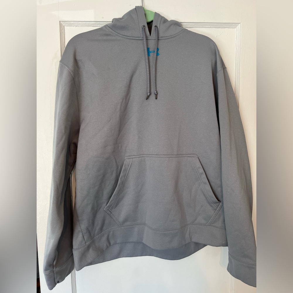 LG Gray Pullover Hoodie Sweatshirt with Relaxed Fit